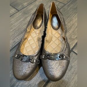 Michael Kors Gold Leather Slip on Buckle Logo Ballet Flat.  Women's Size 6.5